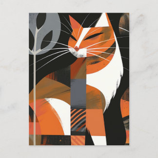 Cartão Postal Art deco cat bold lines