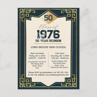 Cartão Postal Art Deco Class of 1976 50 Year High School Reunion