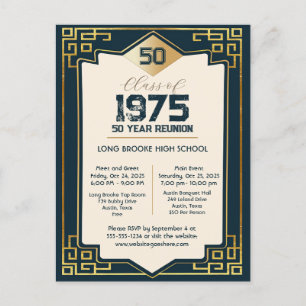 Cartão Postal Art Deco Classe de 1975 50 Anos Reunião de Segundo