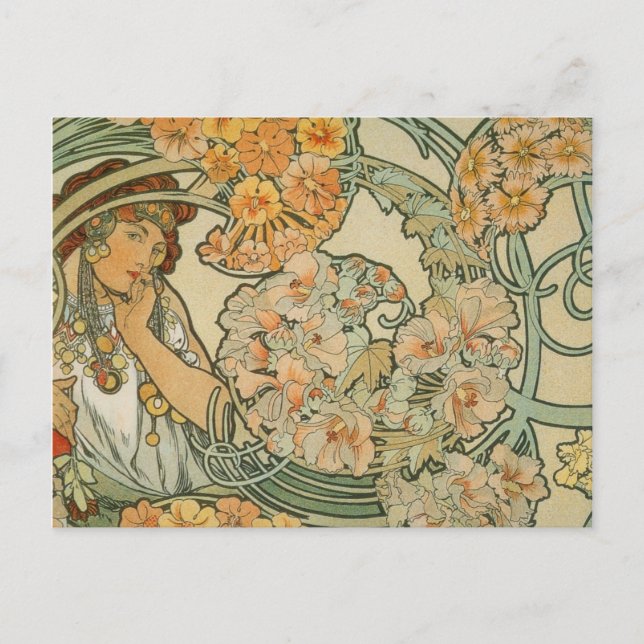 Cartão Postal Art deco de Alphonse Mucha (Frente)