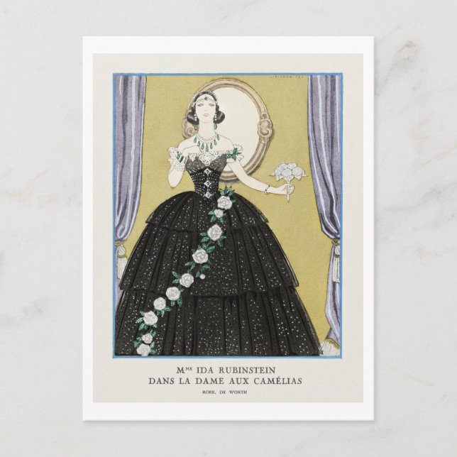 Cartão Postal Art Deco Fashion Plate of Evening Gown (Frente)