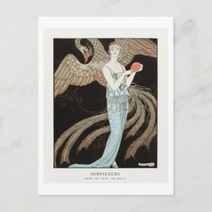 Cartão Postal Art Deco Fashion Plate of Evening Gown
