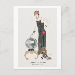 Cartão Postal Art Deco Fashion Plate of Evening Gown