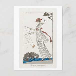 Cartão Postal Art Deco Fashion Plate of Summer Vress por Barbier