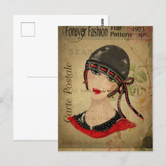 Cartão Postal Art Deco Flapper Girl