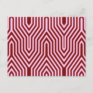 Cartão Postal Art Deco Geométrico - burgundy e rosa