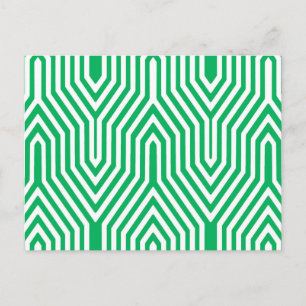 Cartão Postal Art Deco Geométrico - jade verde e branco