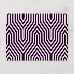 Cartão Postal Art Deco Geométrico - preto e rosa