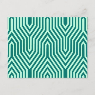 Cartão Postal Art Deco Geométrico - turquesa e aqua