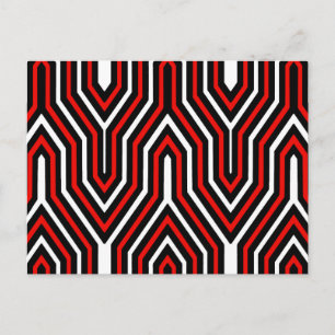 Cartão Postal Art Deco Geométrico - vermelho, preto e branco