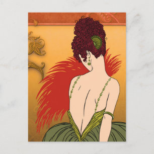 Cartão Postal Art Deco Lady - BIANCA: Antigo outono