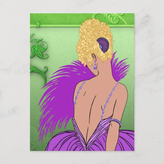 Cartão Postal Art Deco Lady - BIANCA: Primavera Lilac (Frente)