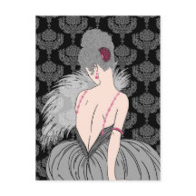 Art Deco Lady with Damask - BIANCA: Cinzas de inve