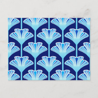 Cartão Postal Art Deco Lily, Cobalt Blue, Aqua e White