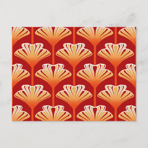 Cartão Postal Art Deco Lily, Tangerine Orange e Dourado