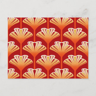 Cartão Postal Art Deco Lily, Tangerine Orange e Dourado