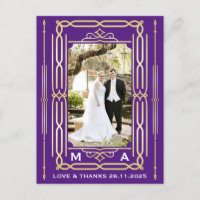 Art Deco Love & Obrigados Dourado Foto Roxo Obriga