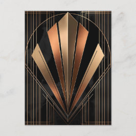 Cartão Postal Art Deco Metallic Geometric Elegance