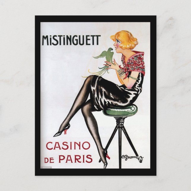 Cartão Postal Art Deco, Mistinguett, Paris, Gesmar, Vintage (Frente)