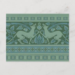 Cartão Postal Art Deco Nouveau Cachorro Natureza Botânica: Padr