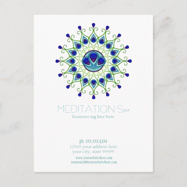 Cartão Postal Art Deco Nouveau Peacock Feather Modern Business (Frente)