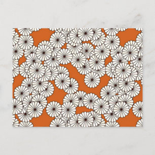 Cartão Postal Art Deco - padrão floral - creme em ferrugem