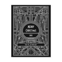Art deco retro preto e branco Feliz Natal