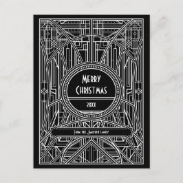 Cartão Postal Art deco retro preto e branco Feliz Natal