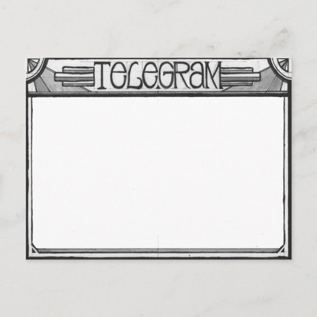 Cartão Postal Art Deco Steampunk Telegram Postcard (Frente)