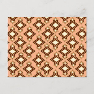 Cartão Postal Art Deco Wallpaper Padrão, Coral e Brown
