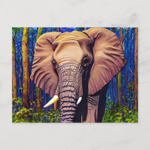 Cartão Postal Art Elephant Animal