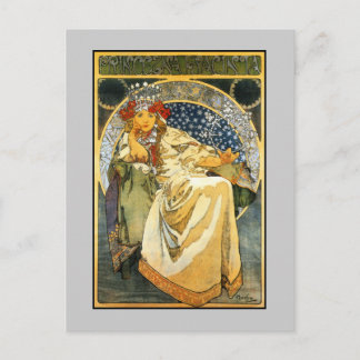 Cartão Postal Art Nouveau Alfons Mucha Princess Hyacinth