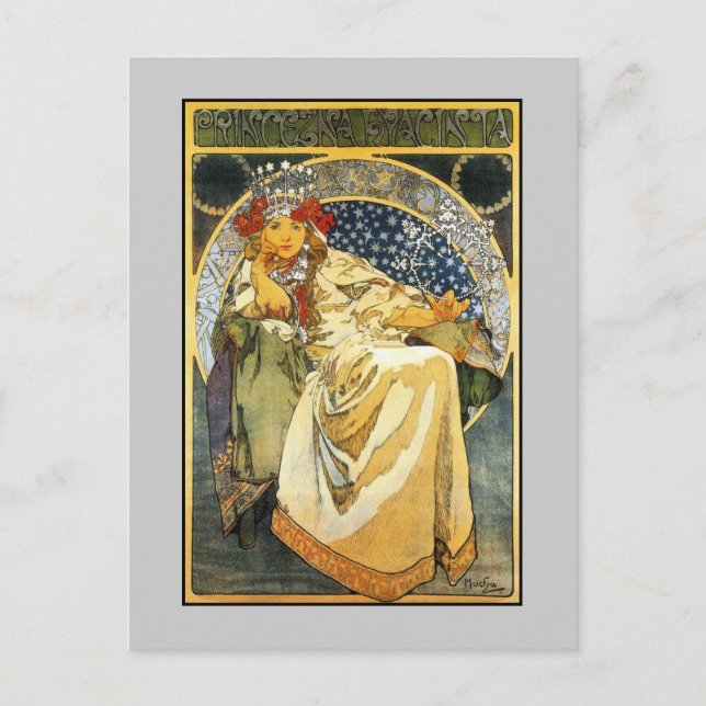Cartão Postal Art Nouveau Alfons Mucha Princess Hyacinth (Frente)