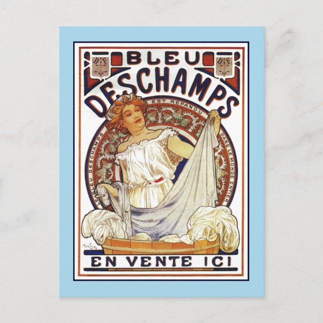 Cartão Postal Art Nouveau Alfons Mucha, produto de lavagem e (Frente)