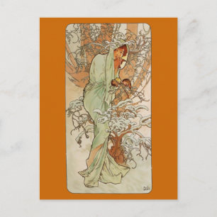 Cartão Postal Art Nouveau - Alphonse Mucha - Winter