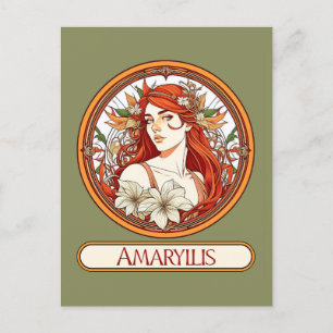 Cartão Postal Art Nouveau Amaryllis Mulher