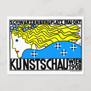 Cartão Postal Art Nouveau Art Show Fair Maiden de 1908