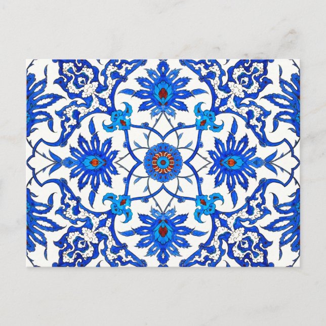 Cartão Postal Art Nouveau Azulejo Chinês - Cobalto Azul e Branco (Frente)