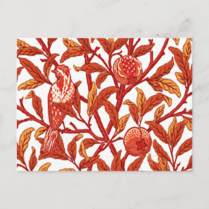 Cartão Postal Art Nouveau Bird e Pomegranato, Mandarin Orange