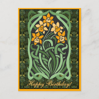 Cartão Postal Art Nouveau Birthday Daffodils (Personalizado)