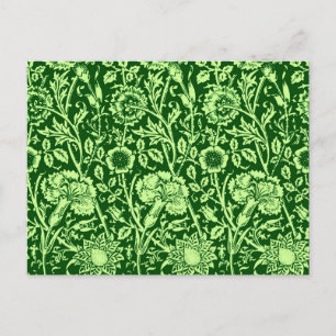 Cartão Postal Art Nouveau Carnação Damask, Forest Green