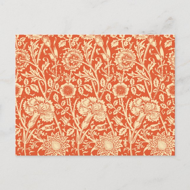 Cartão Postal Art Nouveau Carnação Damask, Mandarin Orange (Frente)