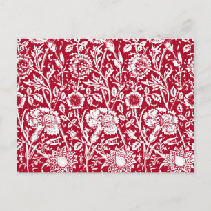 Cartão Postal Art Nouveau Carnação Damask, Red and White