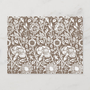Cartão Postal Art Nouveau Carnação Damask, Taupe e White