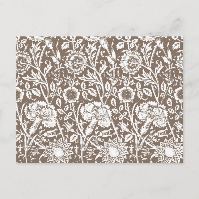 Cartão Postal Art Nouveau Carnação Damask, Taupe e White (Frente)