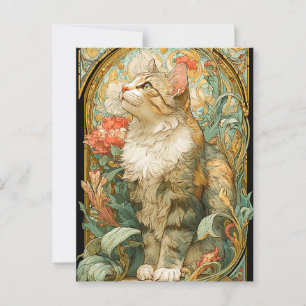 Cartão Postal Art Nouveau Cat