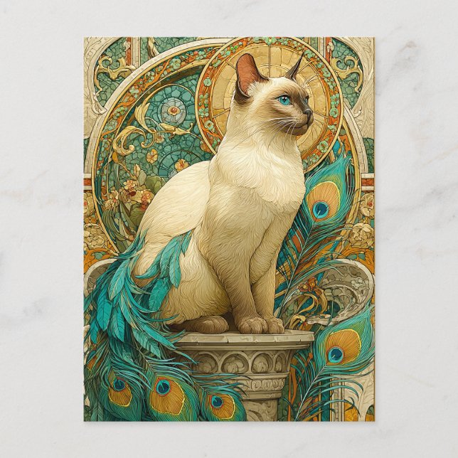 Cartão Postal Art Nouveau Cat (Frente)