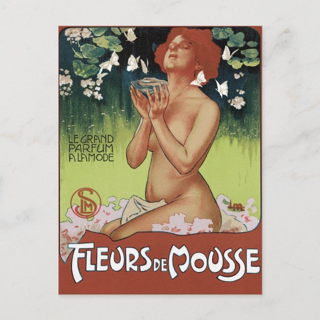 Cartão postal Art Nouveau - Fleurs de Mousse (Frente)