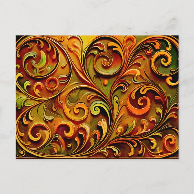 Cartão Postal Art Nouveau floral design  (Frente)