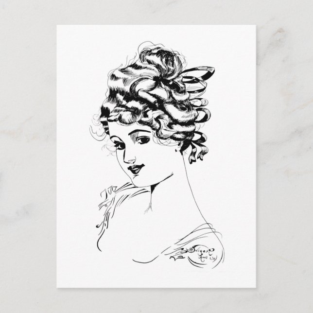 Cartão Postal Art Nouveau Lady 1917 Belas Artes (Frente)